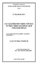 Luận văn thạc sĩ các giải pháp huy động vốn đầu tư phát triển ngành du lịch tỉnh ninh thuận