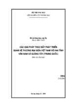 Luận văn thạc sĩ các giải pháp thúc đẩy phát triển quan hệ giữa việt nam với hai tỉnh vân nam và quảng tây (trung quốc)