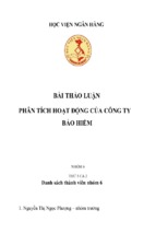 Bài thảo luận phân tích hoạt động của công ty bảo hiểm