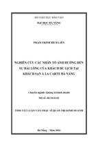 Nghiên cứu các nhân tố ảnh hưởng đến sự hài lòng của khách du lịch tại khách sạn à la carte đà nẵng