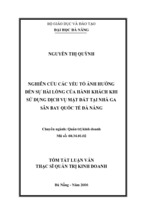 Nghiên cứu các yếu tố ảnh hưởng đến sự hài lòng của hành khách khi sử dụng dịch vụ mặt đất tại nhà ga sân bay quốc tế đà nẵng