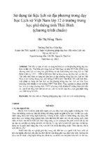 Luận văn thạc sỹ sử dụng tài liệu lịch sử địa phương trong dạy học lịch sử việt nam lớp 12 ở trường trung học phổ thông tỉnh thái bình (chương trình chuẩn)   hồ thị hồng thơm