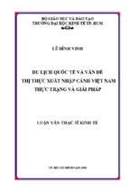 Luận văn thạc sĩ du lịch quốc tế và vấn đề thị thực xuất nhập cảnh việt nam   thực trạng và giải pháp