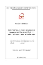 Luận văn thạc sĩ giải pháp hoàn thiện hoạt động marketing của tổng công ty bưu chính việt nam đến năm 2015