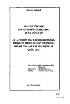 Nghiên cứu xác định hệ thống thông tin thống kê cấp tỉnh, thành phố để tính các chỉ tiêu thống kê quốc gia