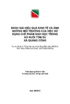 đánh giá hiệu quả kinh tế và ảnh hưởng môi trường của việc sử dụng chế phẩm sinh học trong việc nuôi tôm sú xã quảng công