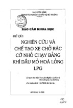 Báo cáo khoa học đề tài nghiên cứu và chế tạo xe chở rác cỡ nhỏ chạy bằng khí dầu mỏ hóa lỏng lpg