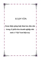 Hoàn thiện pháp luật đảm bảo dân chủ trong cổ phần hóa doanh nghiệp nhà nước ở việt nam hiện nay