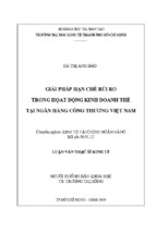 Luận văn thạc sĩ giải pháp hạn chế rủi ro trong hoạt động kinh doanh thẻ tại ngân hàng công thương việt nam