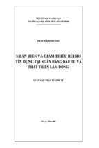 Nhận diện và giảm thiểu rủi ro tín dụng tại ngân hàng đầu tư và phát triển lâm đồng