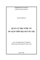 Luận văn thạc sỹ quản lý kinh tế quản lý nhà nước về du lịch trên địa bàn hà nội