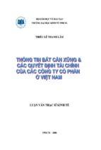 Luận văn thạc sĩ thông tin bất cân xứng và các quyết định tài chính của các công ty cổ phần ở việt nam