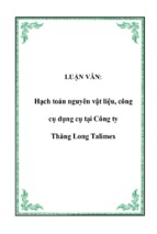 Luận văn hạch toán nguyên vật liệu, công cụ dụng cụ tại công ty thăng long talimex