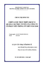 Luận văn thạc sĩ chiến lược phát triển dịch vụ quảng cáo trực tuyến của công ty cổ phần viễn thông fpt đến năm 2010