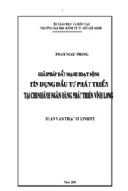 Luận văn thạc sĩ giải pháp đẩy mạnh hoạt động tín dụng đầu tư phát triển tại chi nhánh ngân hàng phát triển vĩnh long