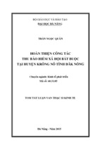 Tóm tắt luận văn thạc sĩ kinh tế hoàn thiện công tác thu bhxh bắt buộc tại huyện krông nô, tỉnh đăk nông