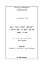 Luận văn thạc sỹ quản trị kinh doanh phát triển nguồn nhân lực tại công ty lưới điện cao thế miền trung