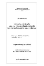 Luận văn thạc sĩ xây dựng cơ cấu vốn cho các công ty cổ phần niêm yết trên thị trường chứng khoán việt nam