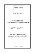 Tóm tắt luận văn thạc sĩ khoa học xã hội và nhân văn từ ngữ biểu thị văn hóa gia đình trong ca dao