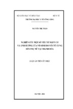 Nghiên cứu một số yếu tố nguy cơ và ảnh hưởng của vô sinh do vòi tử cung đến phụ nữ tại thanh hóa