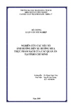 Luận văn tốt nghiệp nghiên cứu các yếu tố ảnh hưởng đến xu hướng mua thực phẩm sạch của các quán ăn tại tp hồ chí minh