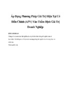 đề tài áp dụng phương pháp giá trị hiện tại có điều chỉnh (apv vào thẩm định giá trị doanh nghiệp