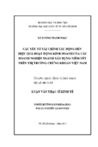 Luận văn thạc sĩ các yếu tố tài chính tác động đến hiệu quả kinh doanh của dn ngành xây dựng trên ttck