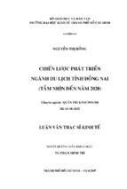 Luận văn thạc sĩ kinh tế chiến lược phát triển ngành du lịch tỉnh đồng nai (tầm nhìn đến năm 2020)