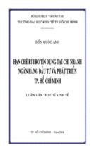 Luận văn thạc sĩ hạn chế rủi ro tín dụng tại chi nhánh ngân hàng đầu tư & phát triển tp