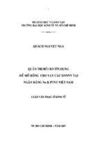 Luận văn thạc sĩ quản trị rủi ro tín dụng để mở rộng cho vay các dnnvv tại ngân hàng no & ptnn việt nam