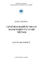 Luận văn thạc sĩ lập kế hoạch khởi sự cho các doanh nghiệp vừa và nhỏ việt nam