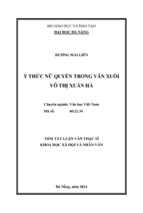 Tóm tắt luận văn thạc sĩ khoa học xã hội và nhân văn ý thức nữ quyền trong văn xuôi võ thị xuân hà