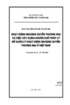 Hoạt động nhượng quyền thương mại và việc xây dựng khuôn khổ pháp lý để quản lý hoạt động nhượng quyền thương mại ở việt nam