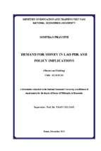 Demand for money in lao pdr and policy implications