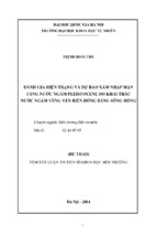 Tóm tắt dự thảo luận án tiến sĩ khoa học môi trường đánh giá hiện trạng và dự báo xâm nhập mặn tầng nước ngầm pleistocen do khai thác nước ngầm vùng ven biển đồng bằng sông hồng