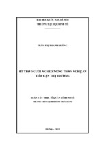 Luận văn thạc sỹ quản lý kinh tế hỗ trợ người nghèo nông thôn nghệ an tiếp cận thị trường