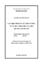 Tóm tắt luận văn thạc sĩ khoa học xã hội và nhân văn các biện pháp tu từ liên tưởng và tư duy thơ chế lan viên qua ba tập di cảo