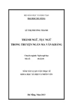 Tóm tắt luận văn thạc sĩ khoa học xã hội và nhân văn thành ngữ, tục ngữ trong truyện ngắn ma văn kháng