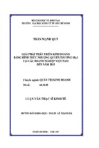 Luận văn thạc sĩ giải pháp phát triển kinh doanh bằng hình thức nhượng quyền thương mại tại các doanh nghiệp việt nam đến năm 2015