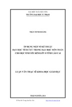 Luận văn thạc sỹ khoa học giáo dục áp dụng một số kĩ thuật dạy học tích cực trong dạy học môn toán cho học sinh yếu kém lớp 10 tỉnh lào cai   trần minh hoàng