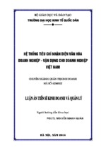 Luận án tiến sĩ hệ thống tiêu chí nhận diện văn hoá doanh nghiệp – vận dụng cho doanh nghiệp việt nam