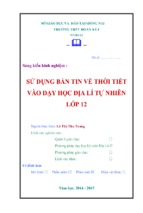 Skkn sử dụng bản tin về thời tiết vào dạy học địa lí tự nhiên lớp 12