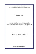 Luận án tiến sĩ tác động của phân cấp tài khóa đến tăng trưởng kinh tế tại việt nam