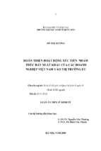 Luận văn cao học hoàn thiện hoạt động xúc tiến nhằm thúc đẩy xuất khẩu của các doanh nghiệp việt nam vào thị trường eu