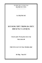 Tóm tắt luận văn thạc sĩ khoa học bất đẳng thức trong đa thức đối xứng và áp dụng