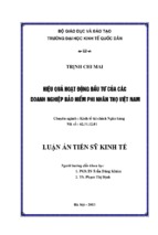 Luận án tiến sĩ hiệu quả hoạt động đầu tư của các doanh nghiệp bảo hiểm phi nhân thọ việt nam