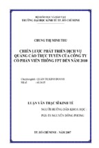 Luận văn thạc sĩ kinh tế chiến lược phát triển dịch vụ quảng cáo trực tuyến của công ty cổ phần viễn thông fpt đến năm 2010