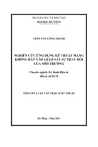 Luận văn thạc sĩ kỹ thuật nghiên cứu ứng dụng kỹ thuật mạng không dây vào giám sát sự thay đổi của môi trường