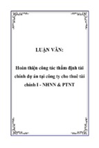 Hoàn thiện công tác thẩm định tài chính dự án tại công ty cho thuê tài chính i   nhnn & ptnt