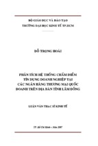 Phân tích hệ thống chấm điểm tín dụng doanh nghiệp tại các ngân hàng thương mại quốc doanh trên địa bàn tỉnh lâm đồng